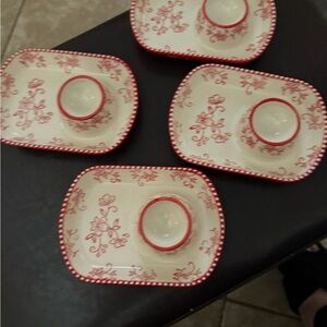 Floral Red and Cream Dining Set